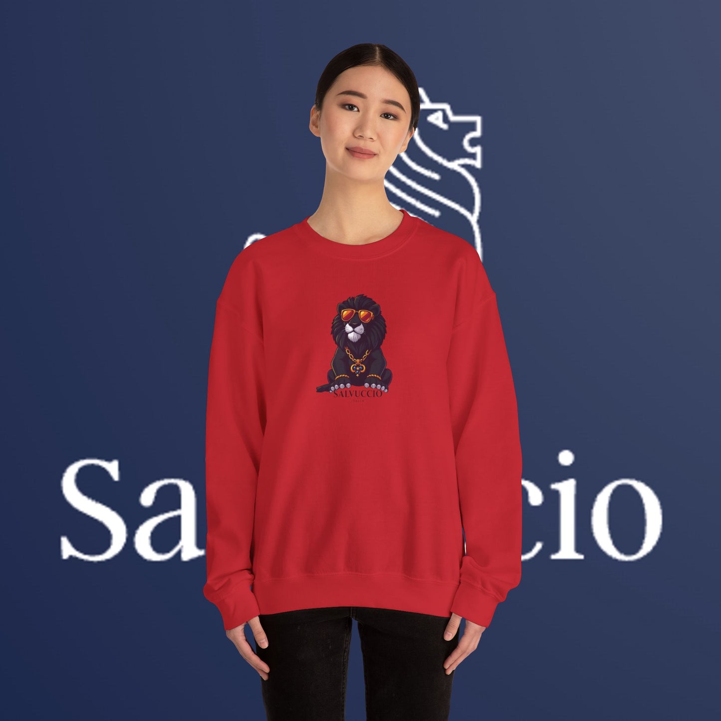 Idio Salvuccio Lion™ Crewneck Sweatshirt - Unique and Majestic Lion Design for Animal Lovers and Wildlife Enthusiasts