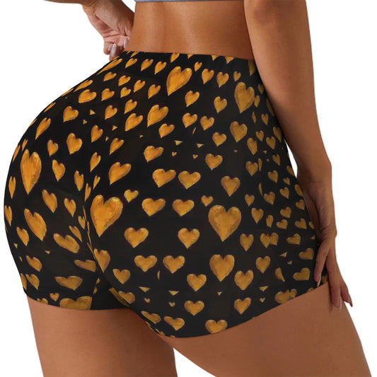 Sweetie's Collection women's shorts with black and gold hearts in geometric patterns.