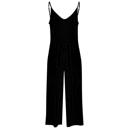 BabyGurl'z Collection: Women's black pinstripe casual jumpsuit.