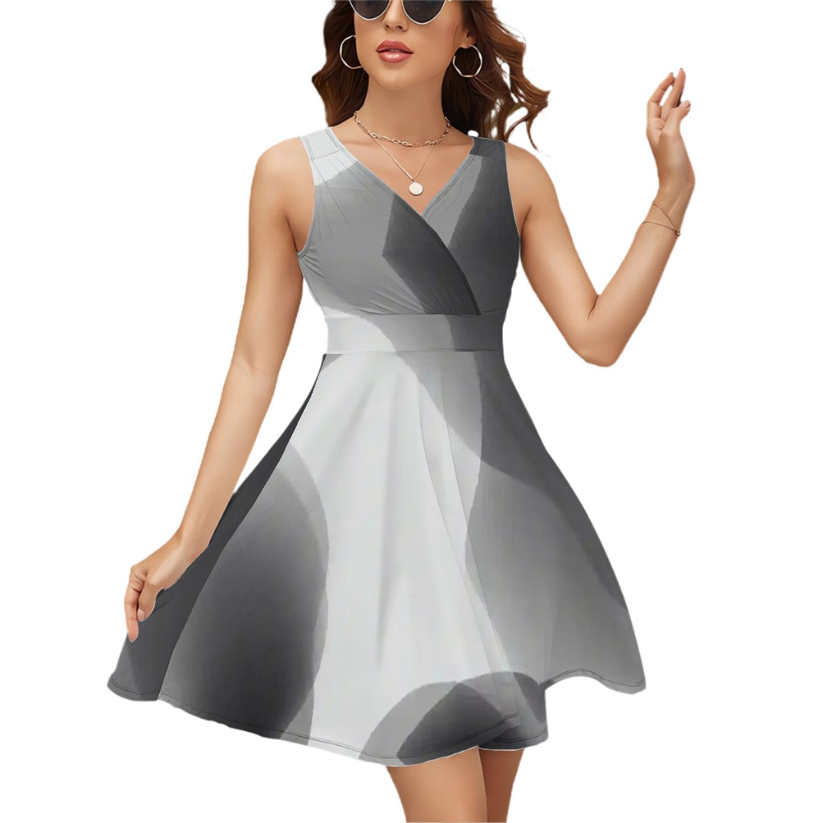 BabyGurl'z Collection Black and White Sleeveless V-Neck Dress