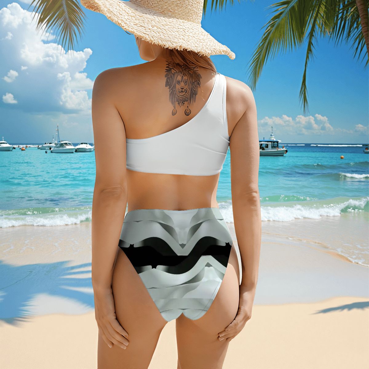 Aurelio Francesco one-shoulder high-waisted bikini