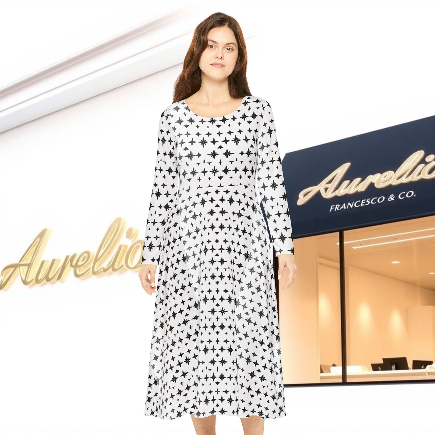 Aurelio Francesco Elegant Women's Long Sleeve Dance Dress