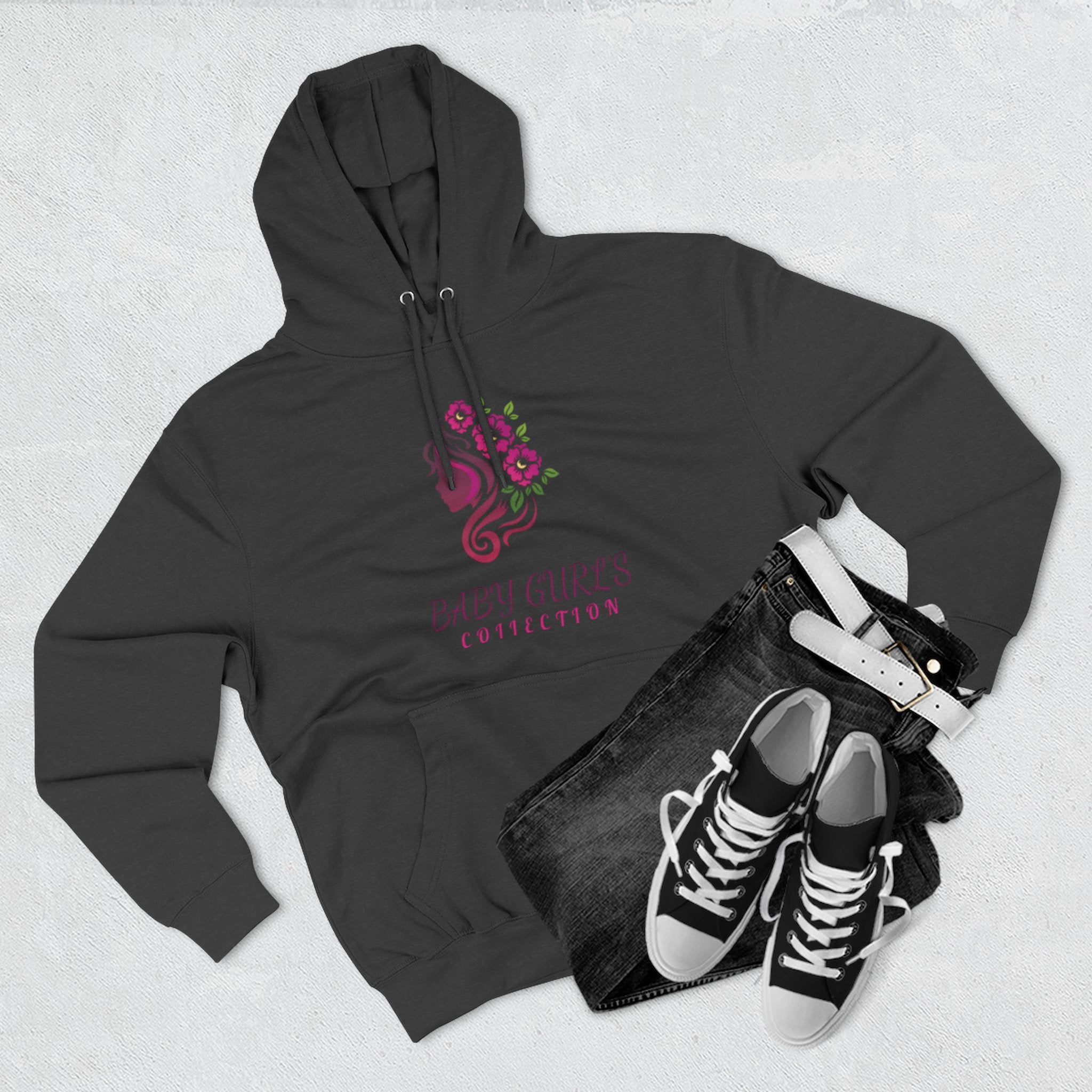 BabyGurl'z Floral Fleece Hoodie with Three-Panel Design, Cozy Sweatshirt, Casual Wear, Gift for Her, Spring Fashion