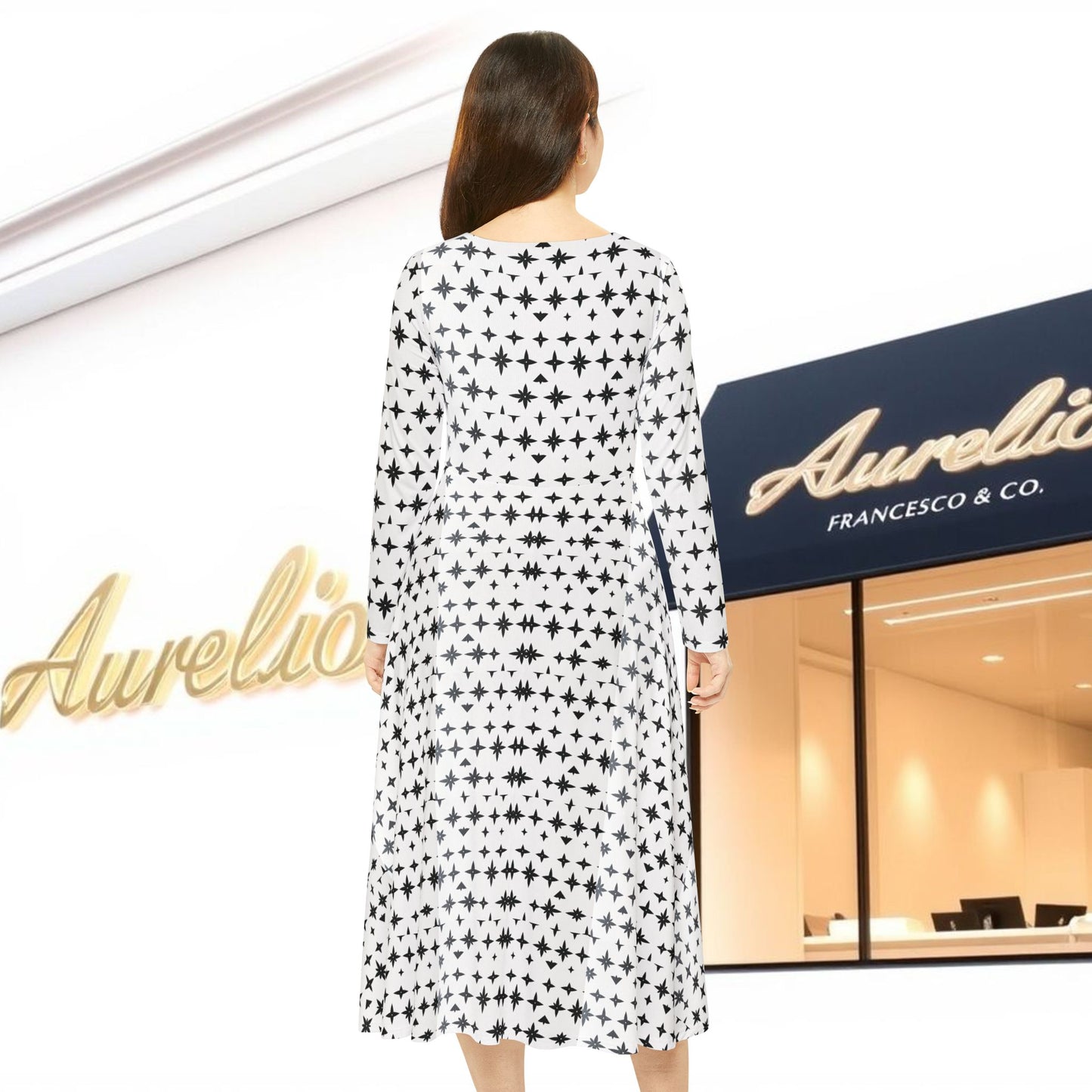 Aurelio Francesco Elegant Women's Long Sleeve Dance Dress