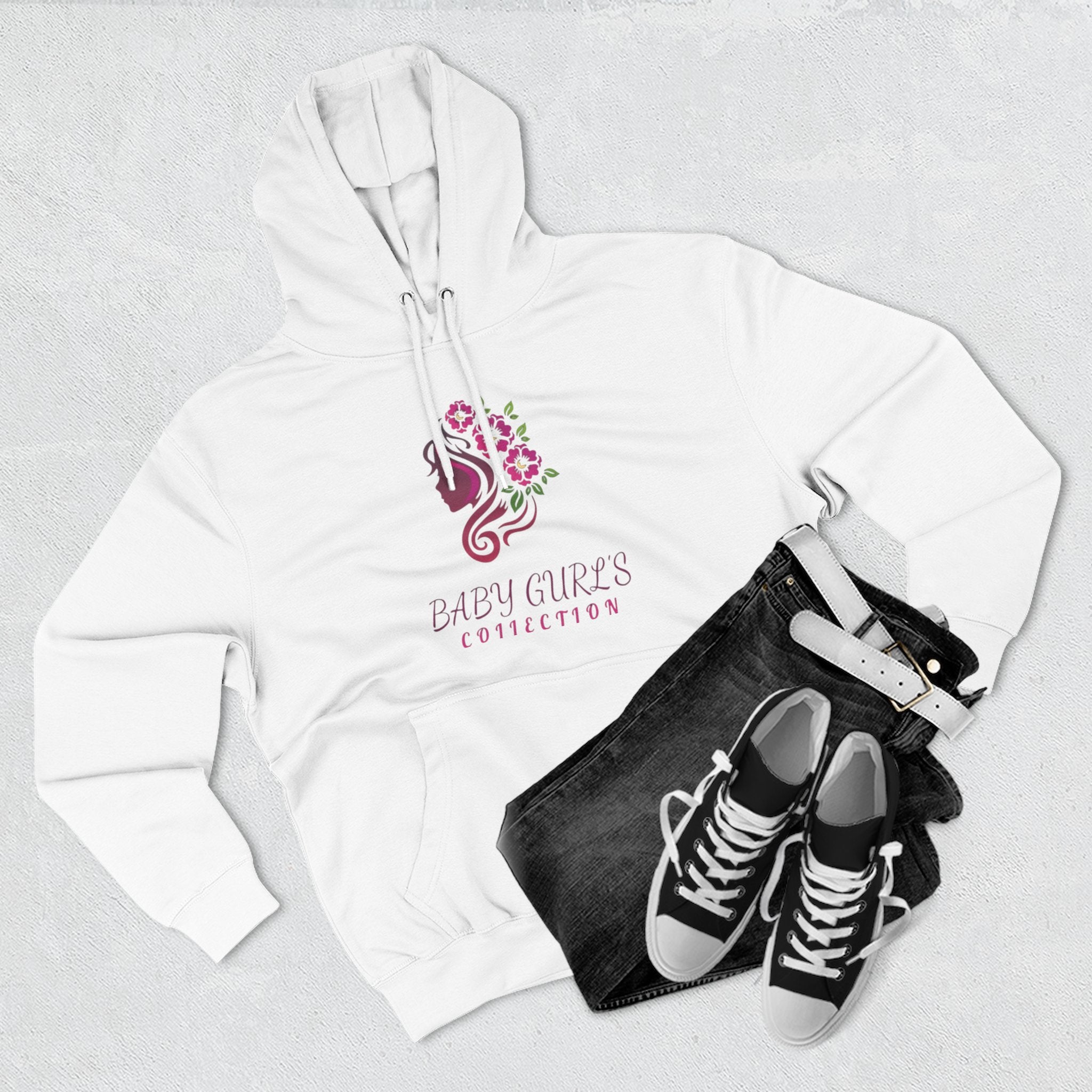BabyGurl'z Floral Fleece Hoodie with Three-Panel Design, Cozy Sweatshirt, Casual Wear, Gift for Her, Spring Fashion
