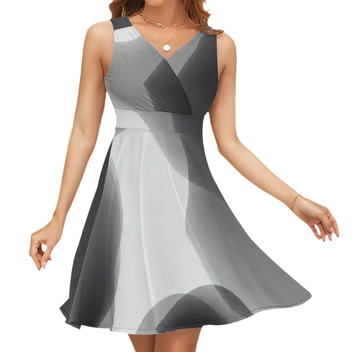 BabyGurl'z Collection Black and White Sleeveless V-Neck Dress
