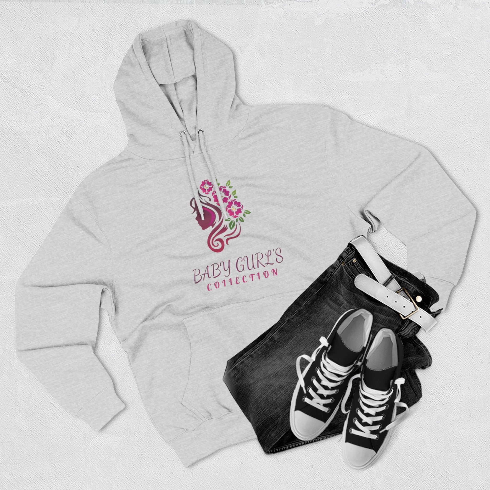 BabyGurl'z Floral Fleece Hoodie with Three-Panel Design, Cozy Sweatshirt, Casual Wear, Gift for Her, Spring Fashion