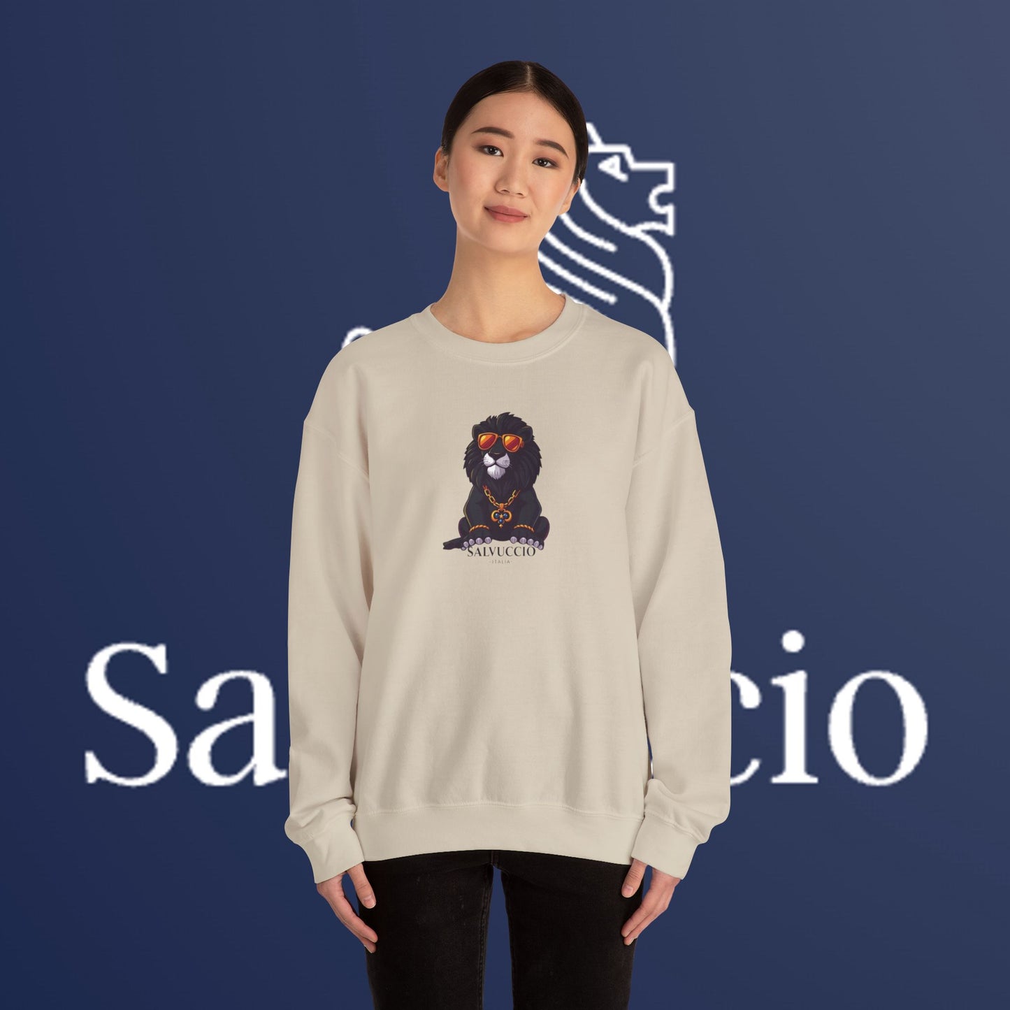 Idio Salvuccio Lion™ Crewneck Sweatshirt - Unique and Majestic Lion Design for Animal Lovers and Wildlife Enthusiasts
