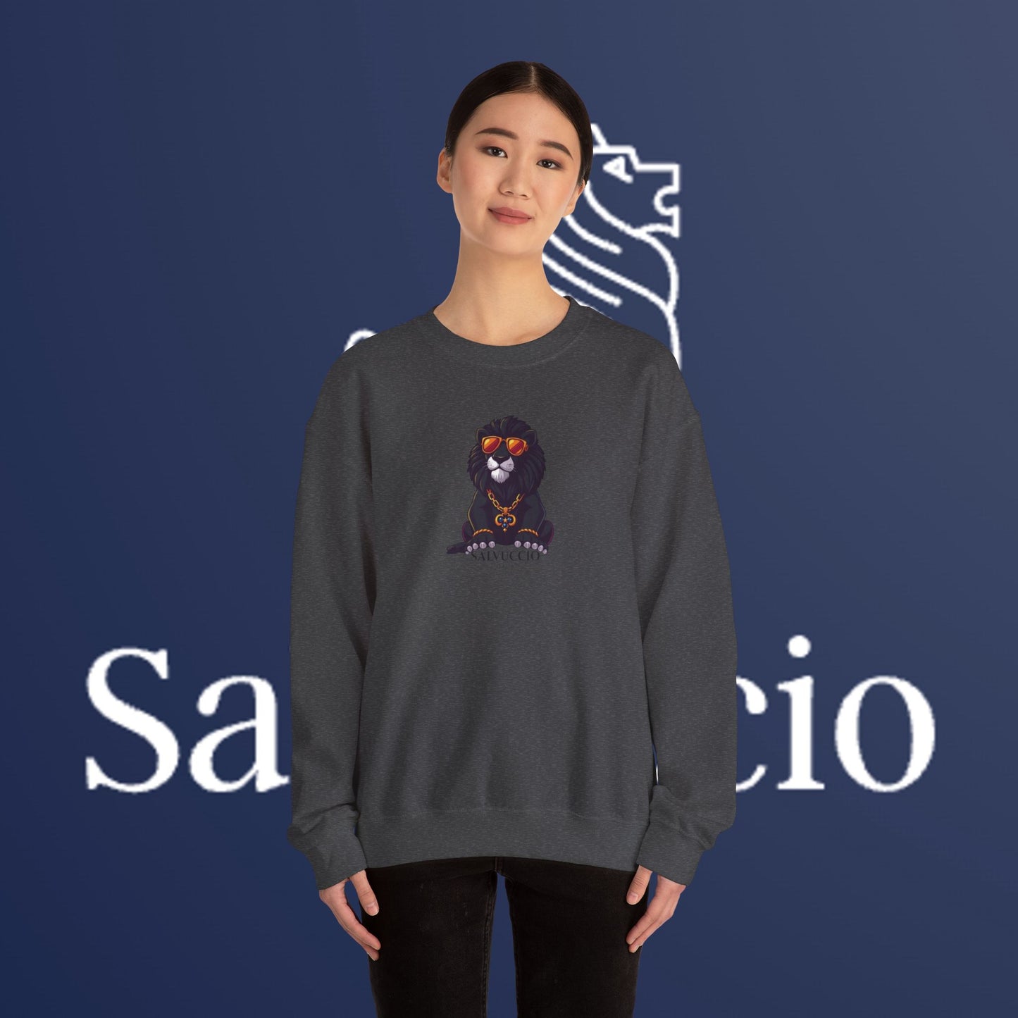 Idio Salvuccio Lion™ Crewneck Sweatshirt - Unique and Majestic Lion Design for Animal Lovers and Wildlife Enthusiasts