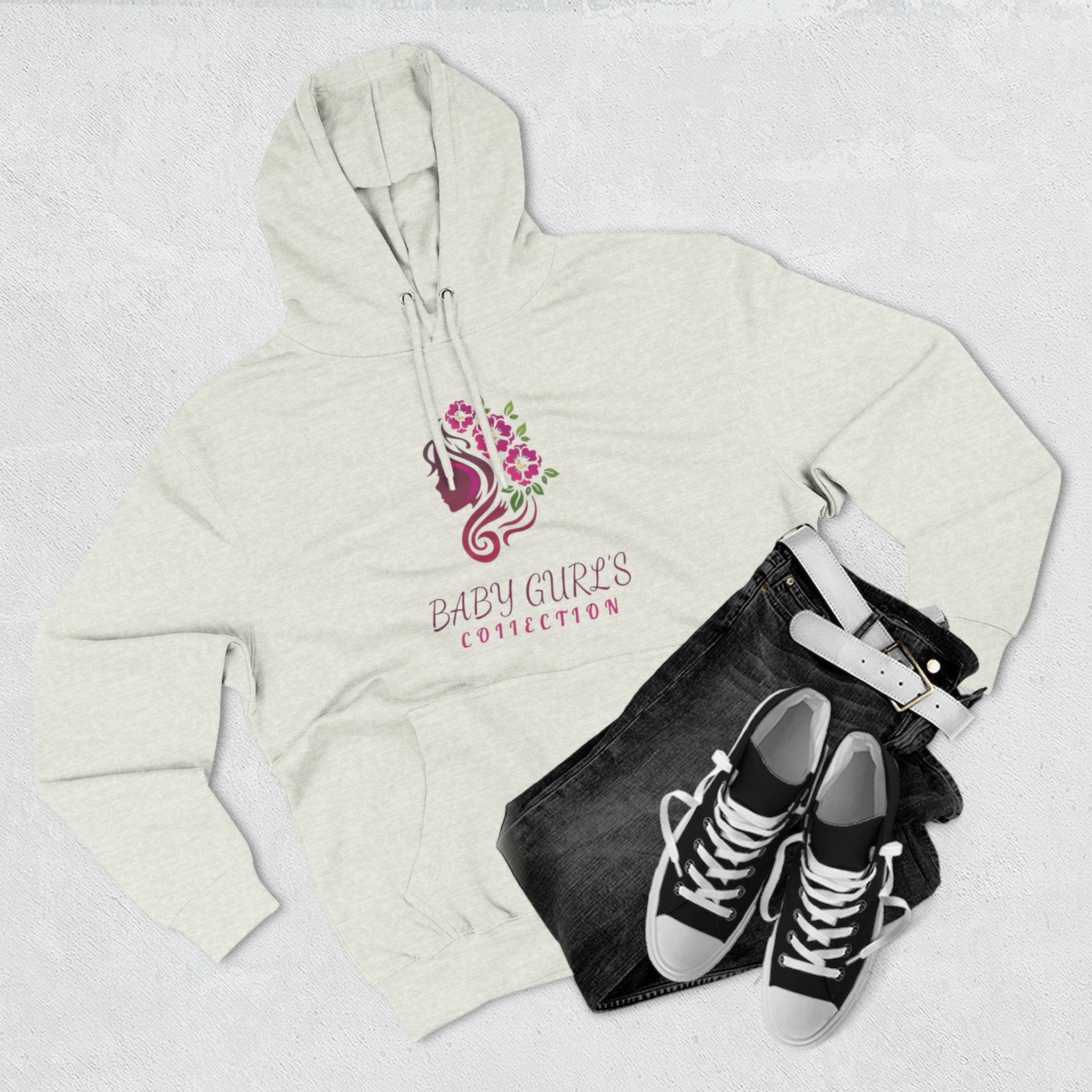 BabyGurl'z Floral Fleece Hoodie with Three-Panel Design, Cozy Sweatshirt, Casual Wear, Gift for Her, Spring Fashion