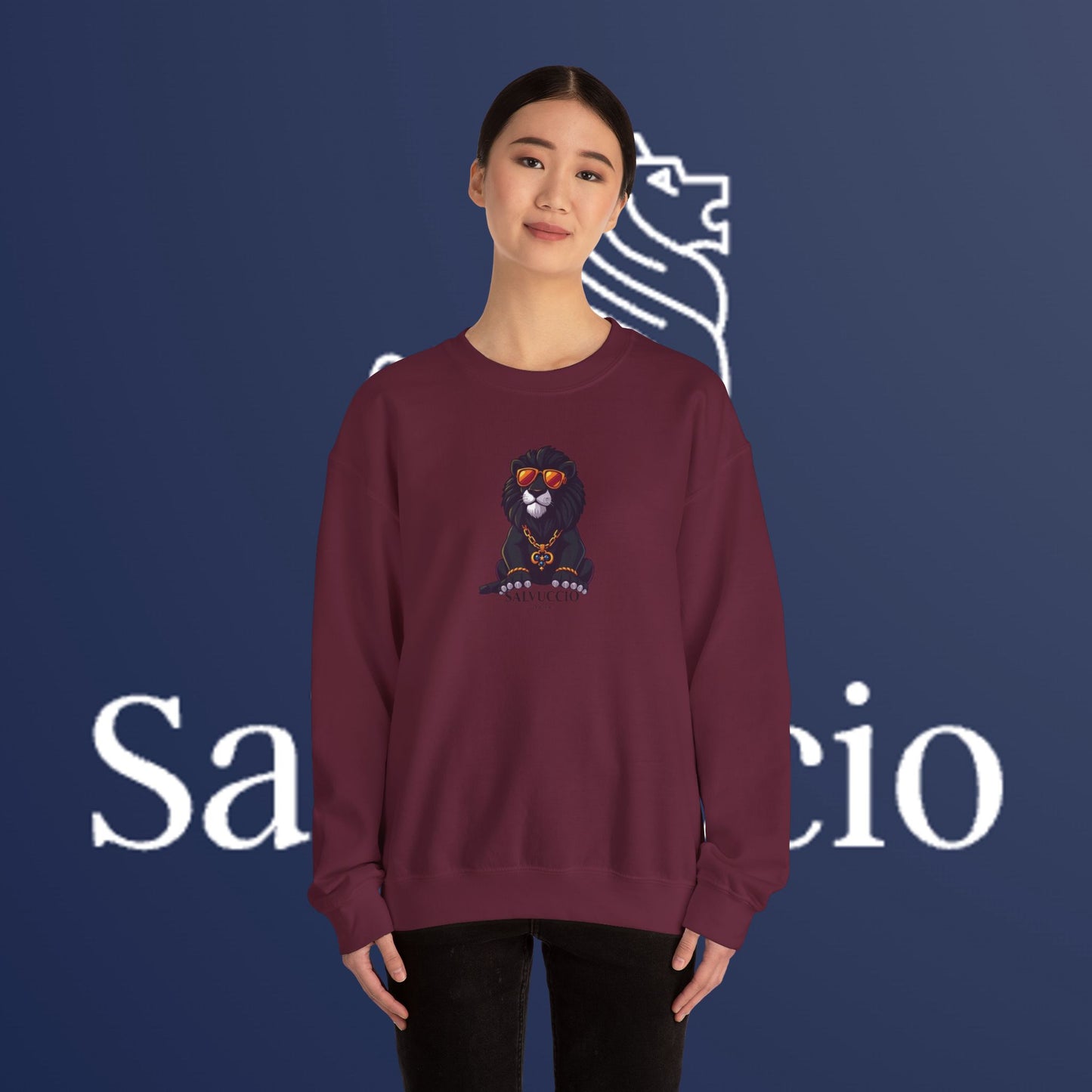 Idio Salvuccio Lion™ Crewneck Sweatshirt - Unique and Majestic Lion Design for Animal Lovers and Wildlife Enthusiasts