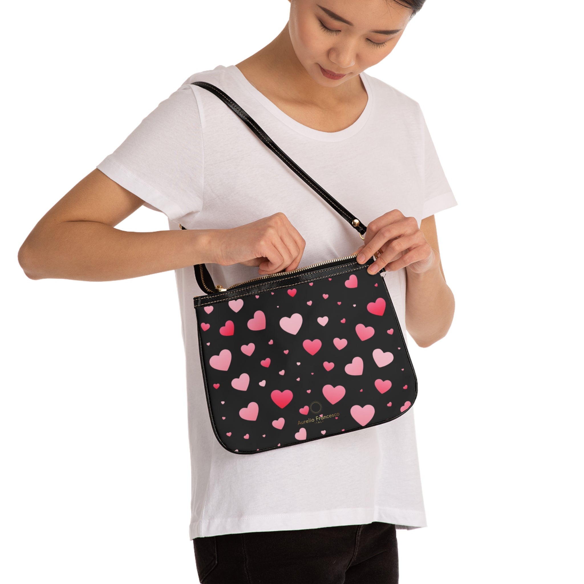 Aurelio Francesco Heart Pattern Small Shoulder Bag | Cute Valentine's Day Accessory, Everyday Purse, Stylish Clutch, Gift for Her, Party Bag