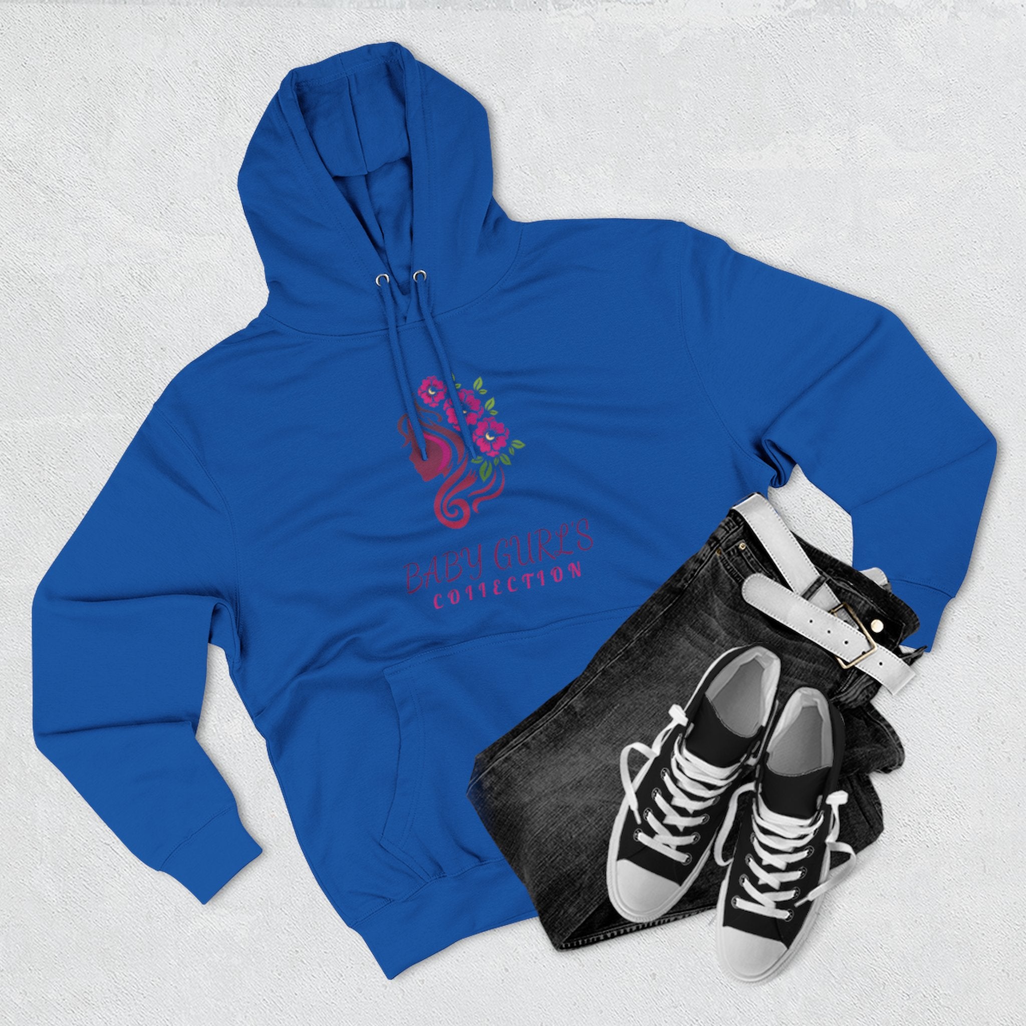 BabyGurl'z Floral Fleece Hoodie with Three-Panel Design, Cozy Sweatshirt, Casual Wear, Gift for Her, Spring Fashion