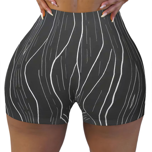 Sweetie Collection Women's Athletic Shorts - Black and White Pinstripe