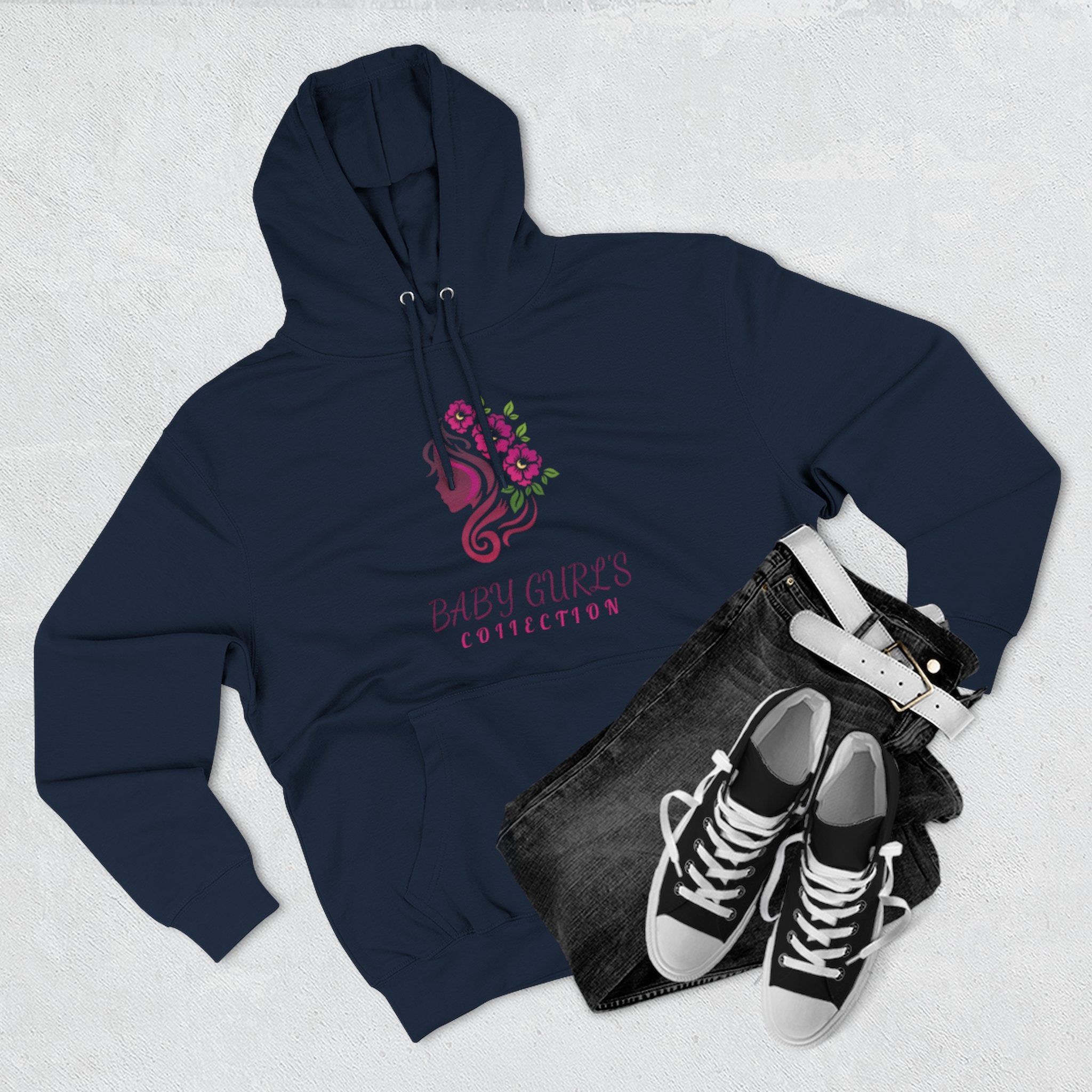 BabyGurl'z Floral Fleece Hoodie with Three-Panel Design, Cozy Sweatshirt, Casual Wear, Gift for Her, Spring Fashion
