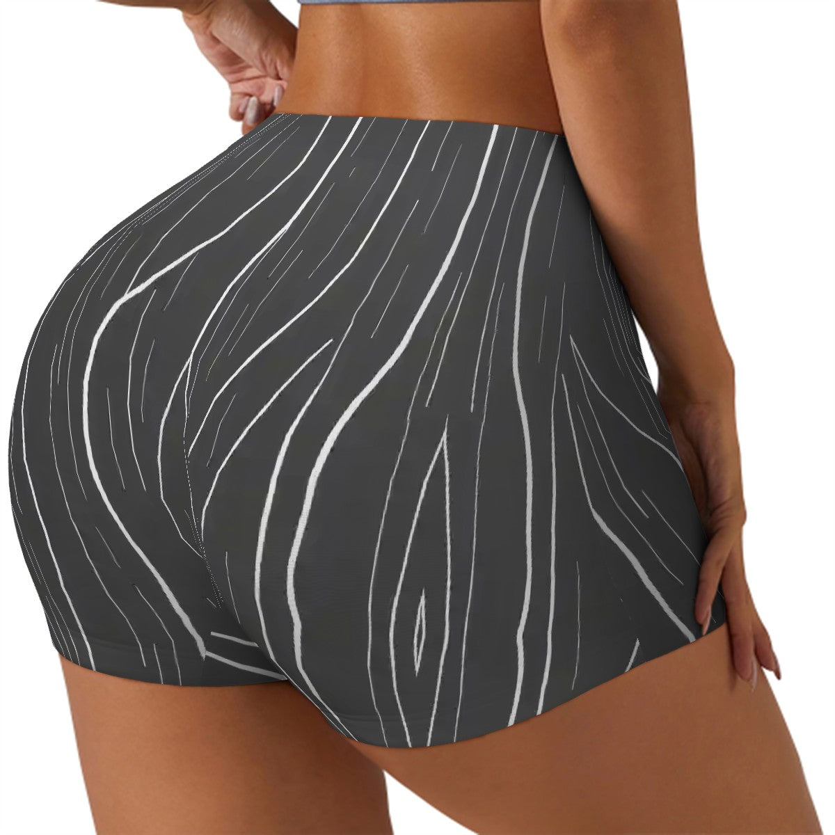 Sweetie Collection Women's Athletic Shorts - Black and White Pinstripe