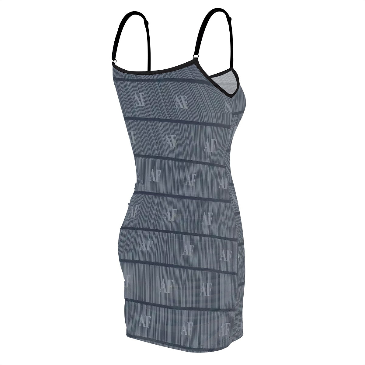 Aurelio Francesco: AF geometric pattern pinstripe bodycon dress.