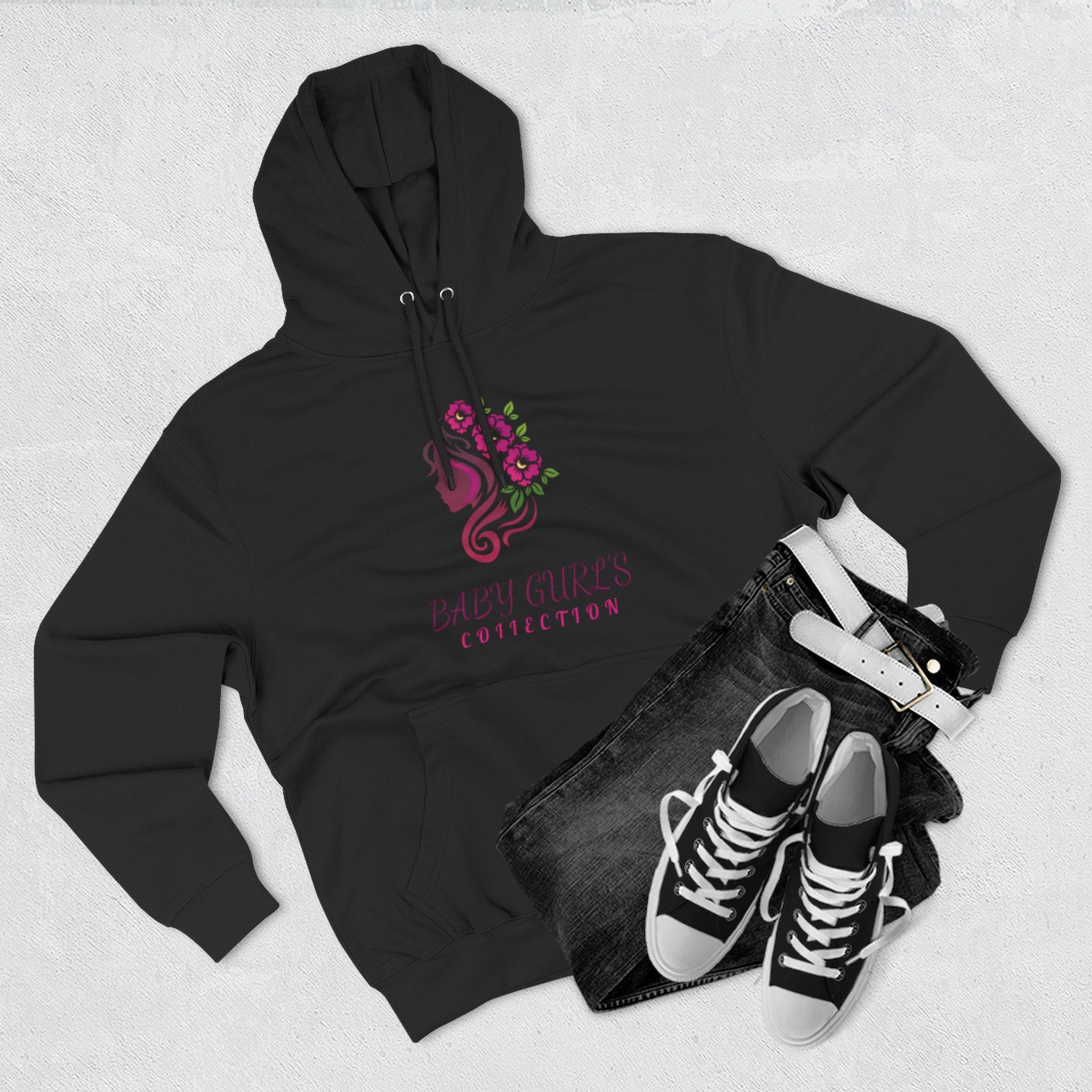 BabyGurl'z Floral Fleece Hoodie with Three-Panel Design, Cozy Sweatshirt, Casual Wear, Gift for Her, Spring Fashion
