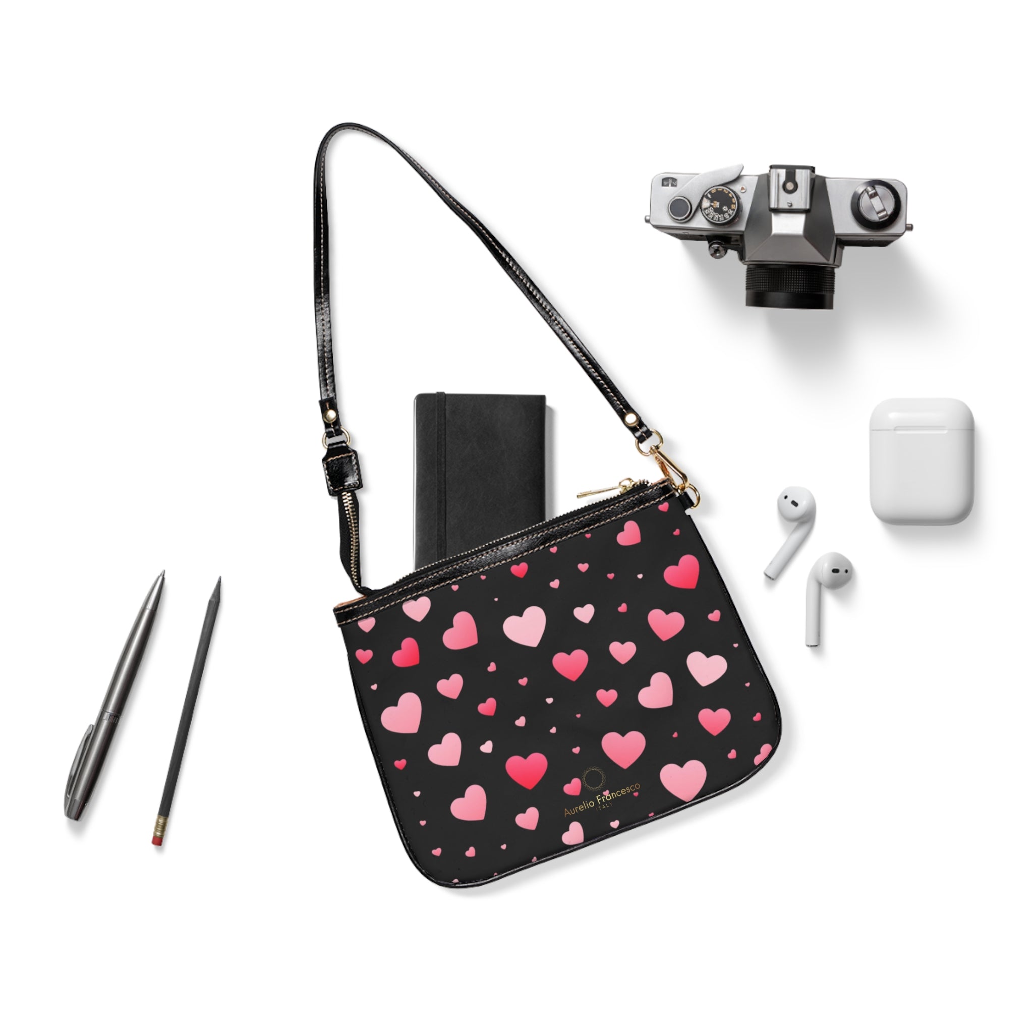 Aurelio Francesco Heart Pattern Small Shoulder Bag | Cute Valentine's Day Accessory, Everyday Purse, Stylish Clutch, Gift for Her, Party Bag