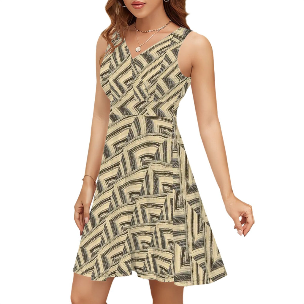 BabyGurl'z Collection Sleeveless V-Neck Dress - creative pinstripe patterns