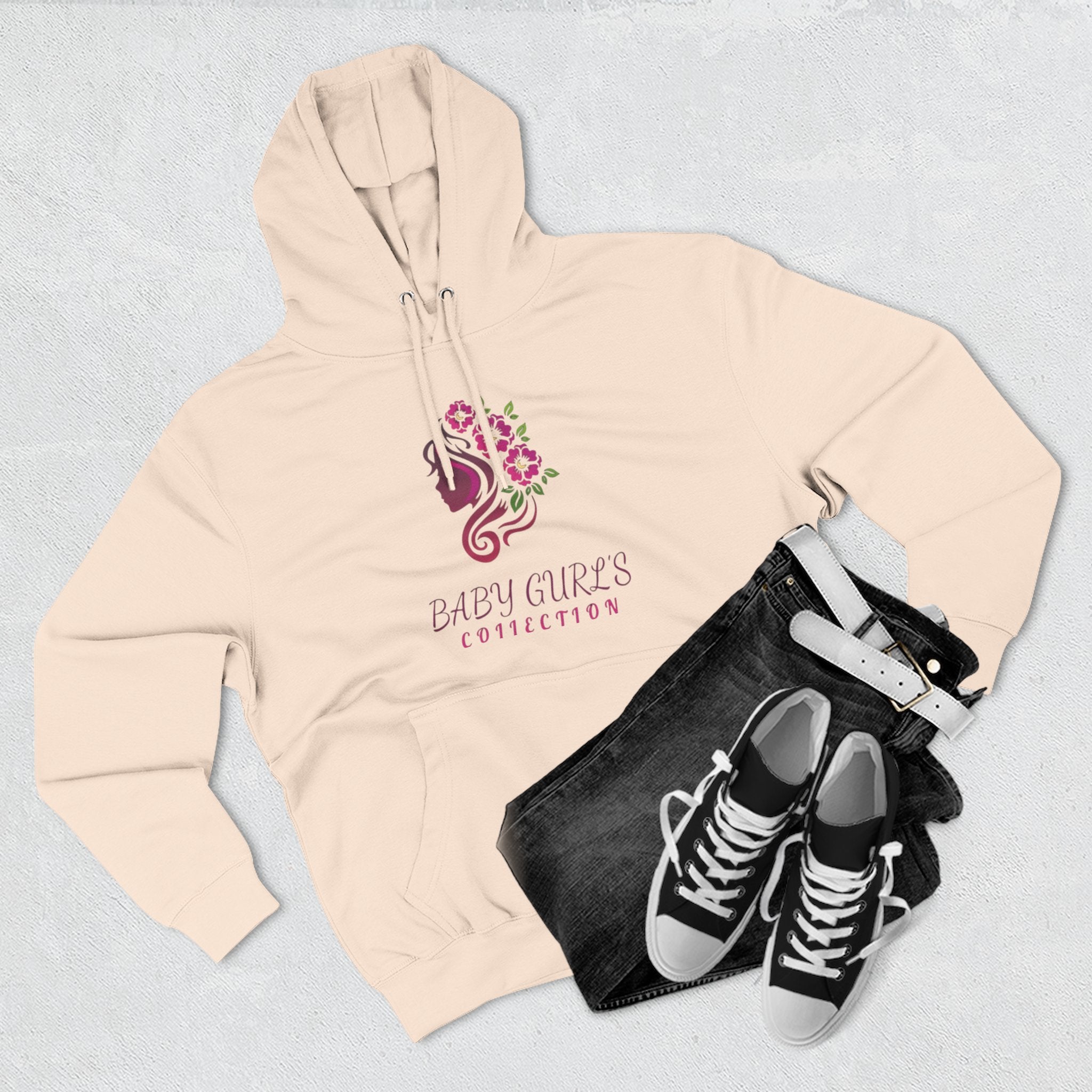 BabyGurl'z Floral Fleece Hoodie with Three-Panel Design, Cozy Sweatshirt, Casual Wear, Gift for Her, Spring Fashion