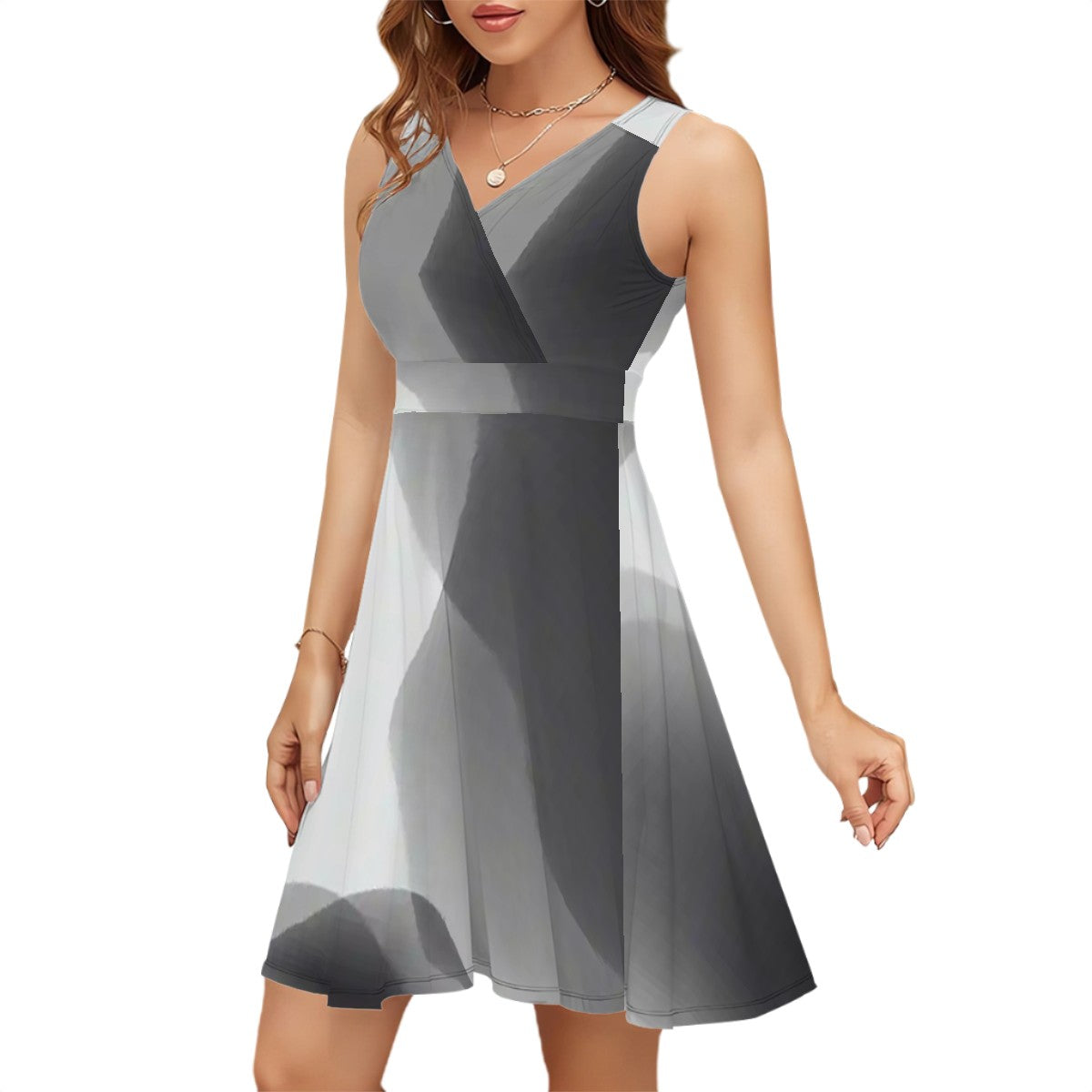 BabyGurl'z Collection Black and White Sleeveless V-Neck Dress