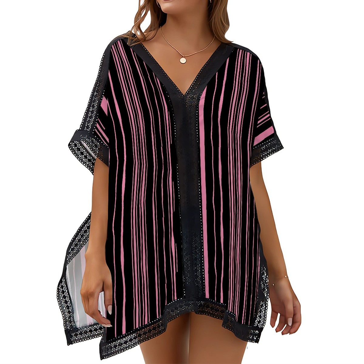 BabyGurl'z Collection pinstripe coverup in black and pink.