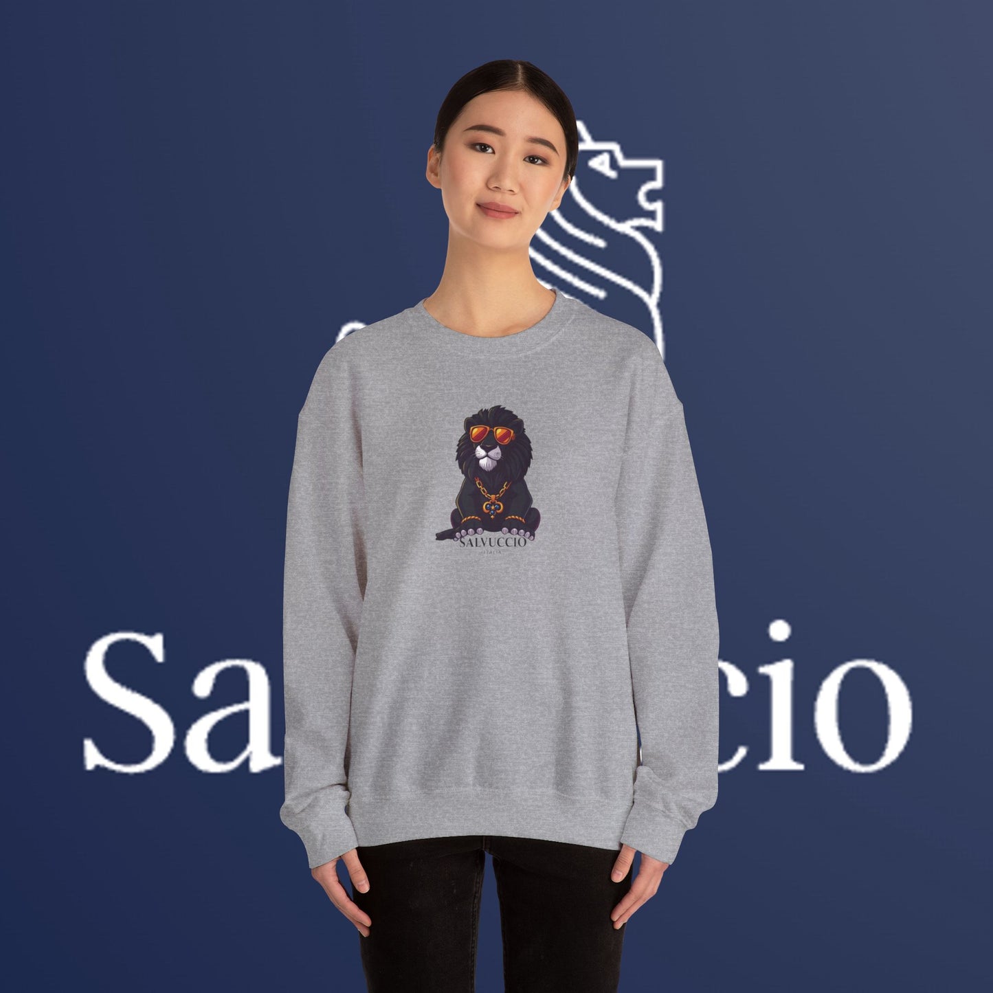 Idio Salvuccio Lion™ Crewneck Sweatshirt - Unique and Majestic Lion Design for Animal Lovers and Wildlife Enthusiasts