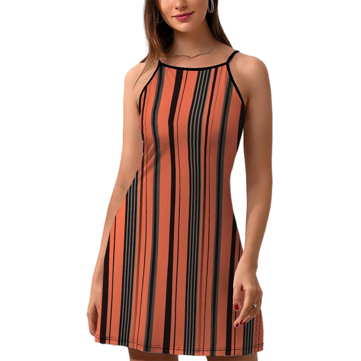 BabyGurl'z Collection Black and Orange Short Spaghetti Strap Dress
