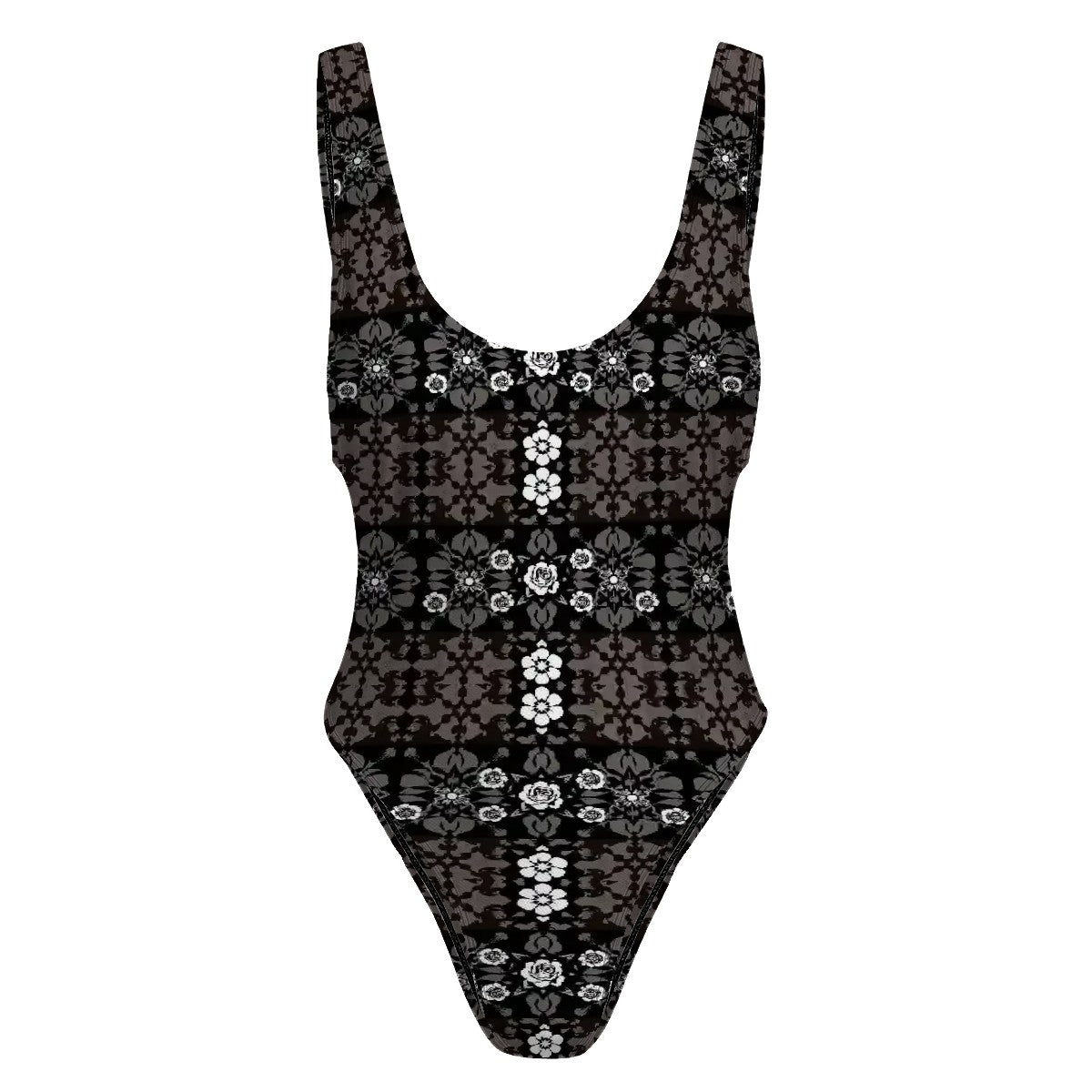 Aurelio Francesco Women's One Piece Swimsuit with black and roses geometric pattern
