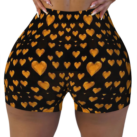 Sweetie's Collection women's shorts with black and gold hearts in geometric patterns.