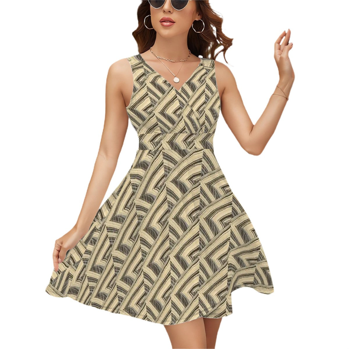 BabyGurl'z Collection Sleeveless V-Neck Dress - creative pinstripe patterns