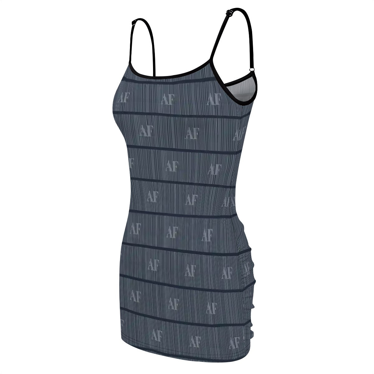 Aurelio Francesco: AF geometric pattern pinstripe bodycon dress.