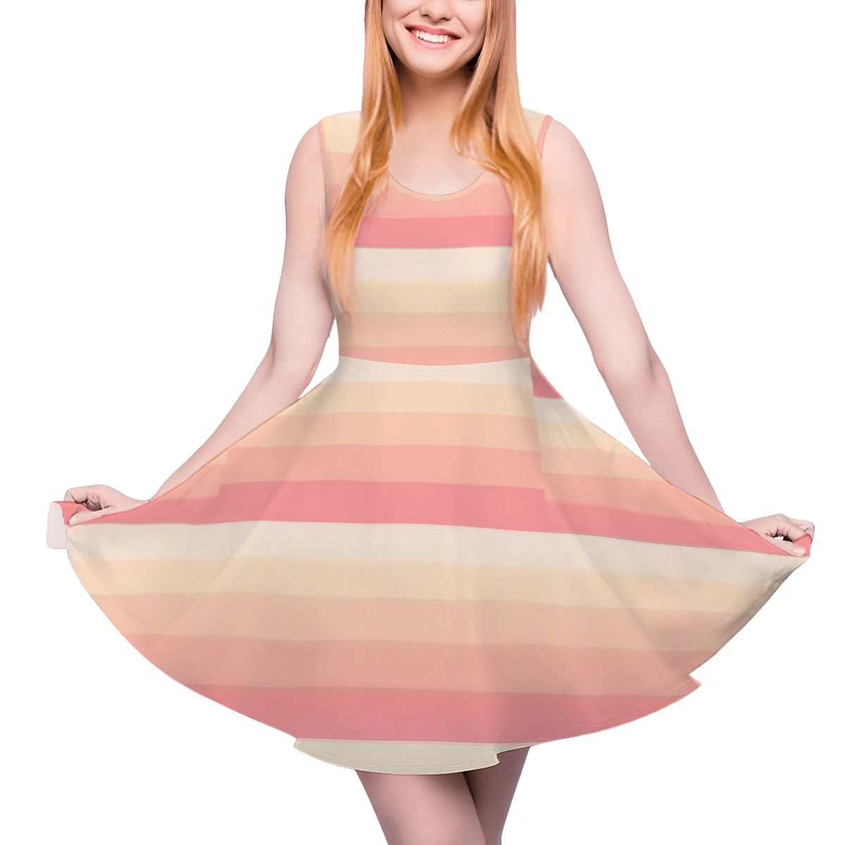 BabyGurl'z Collection Women's Pink and White Sleeveless Skater Dress
