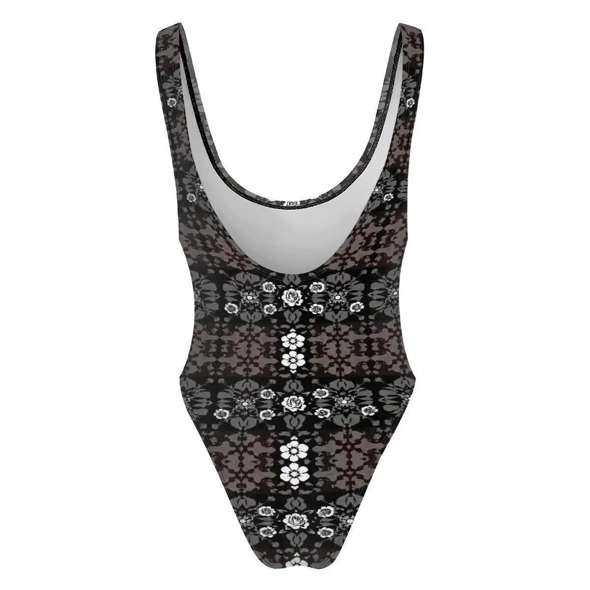 Aurelio Francesco Women's One Piece Swimsuit with black and roses geometric pattern