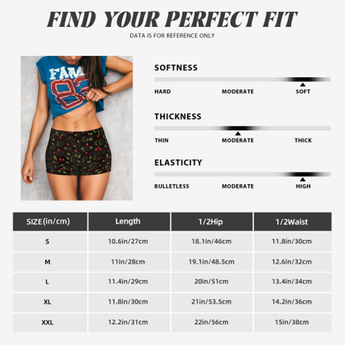 Sweetie's Collection black athletic shorts for women with cherries