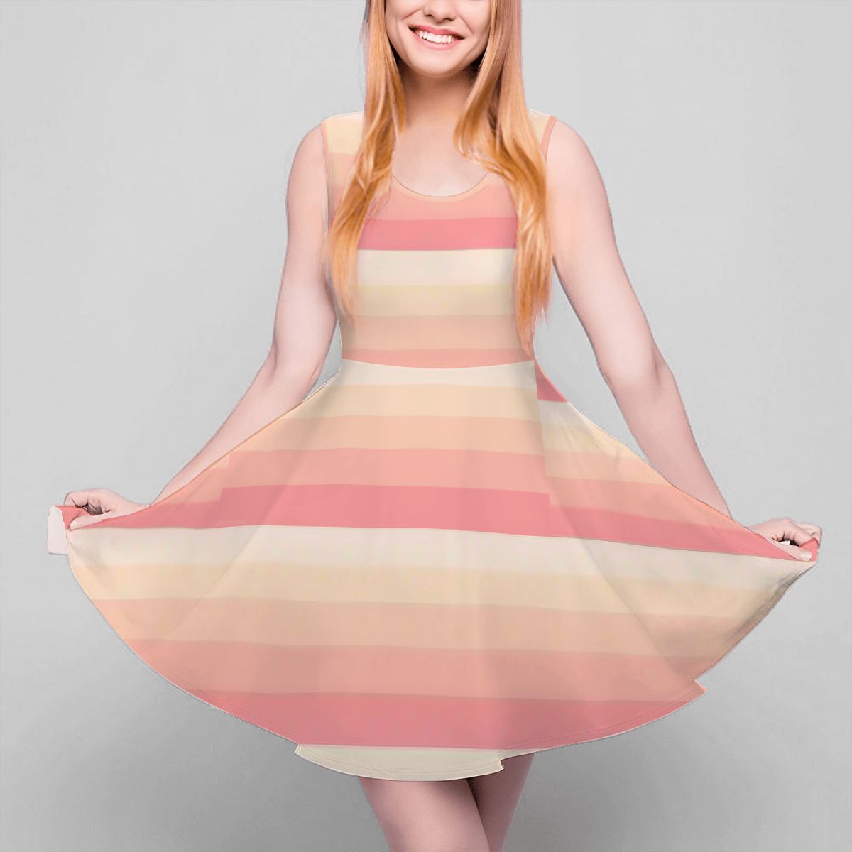 BabyGurl'z Collection Women's Pink and White Sleeveless Skater Dress