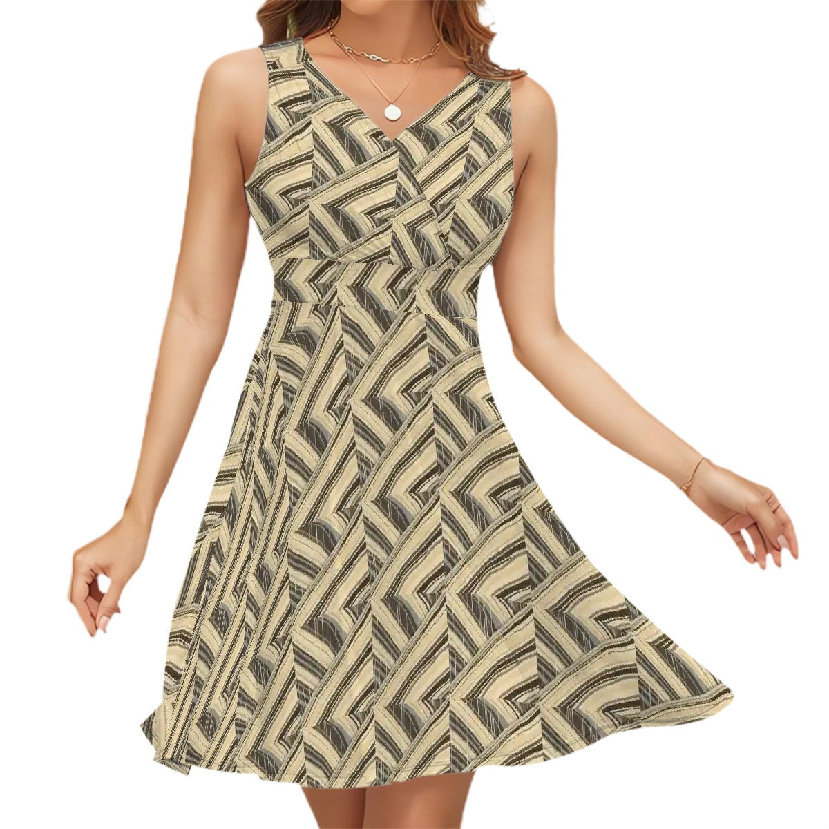 BabyGurl'z Collection Sleeveless V-Neck Dress - creative pinstripe patterns